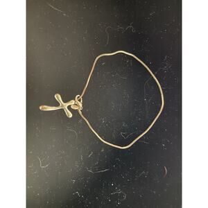 Premier Designs Silver Tone Lariat Style Cross Anklet/Ankle Bracelet - READ